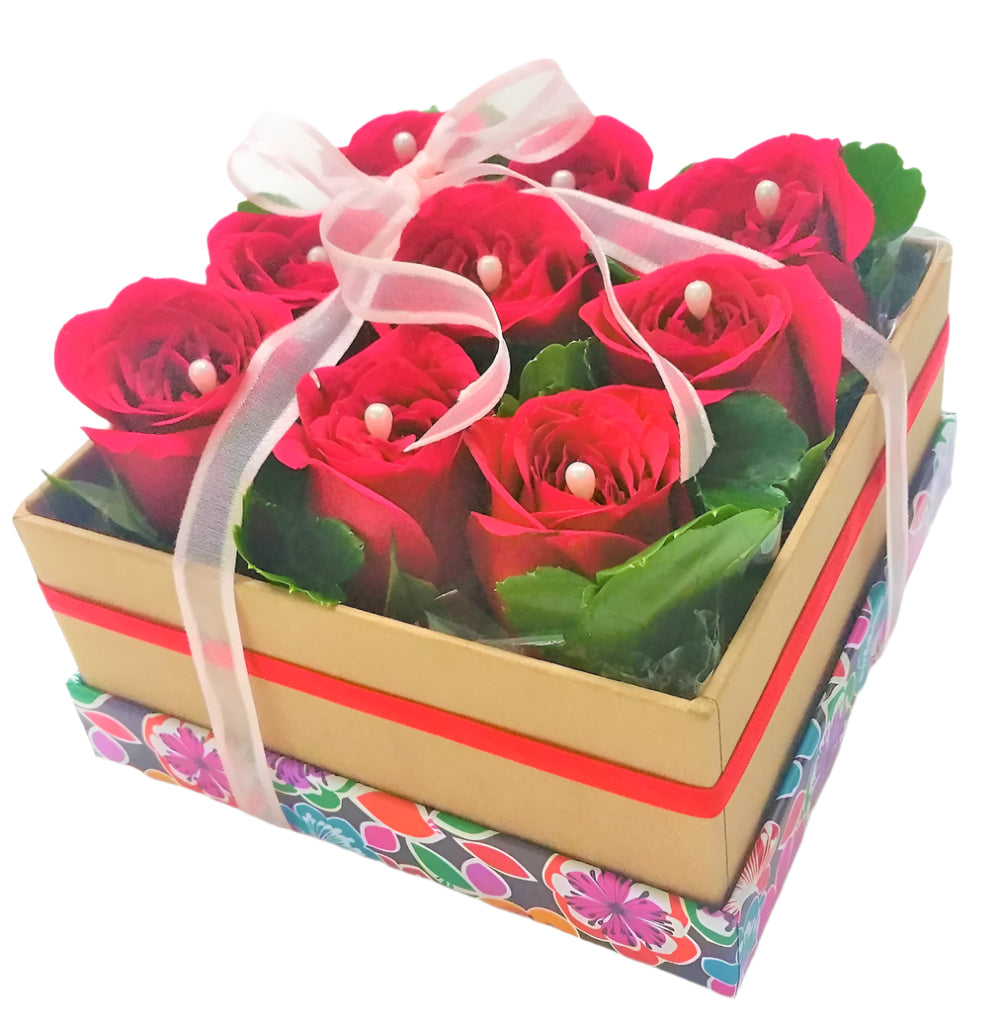 Red Roses in Gift Box |6-9 Roses| V51 - Jade Valley Gifts & Floral Design Centre