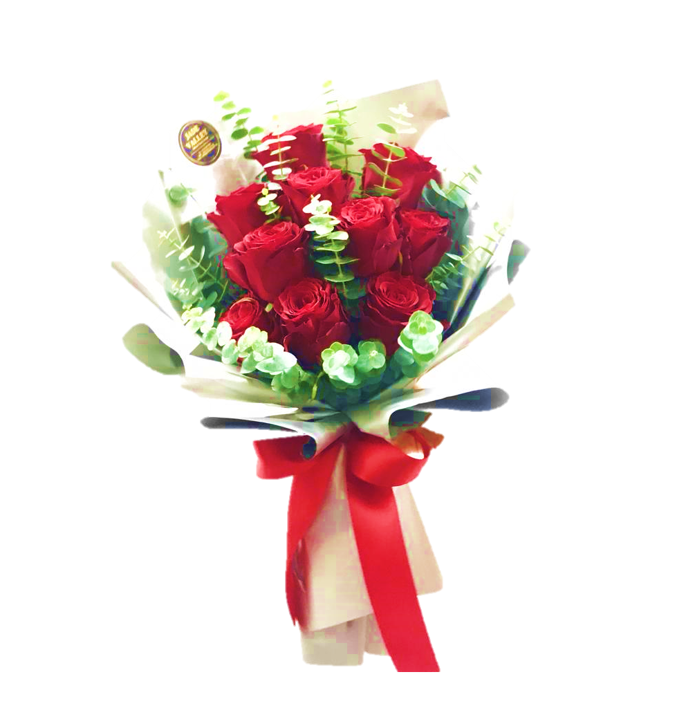 Valentine's Day Rose Bouquet | 10 Fresh Cut Stalks | VT1 - Jade Valley Gifts & Floral Design Centre