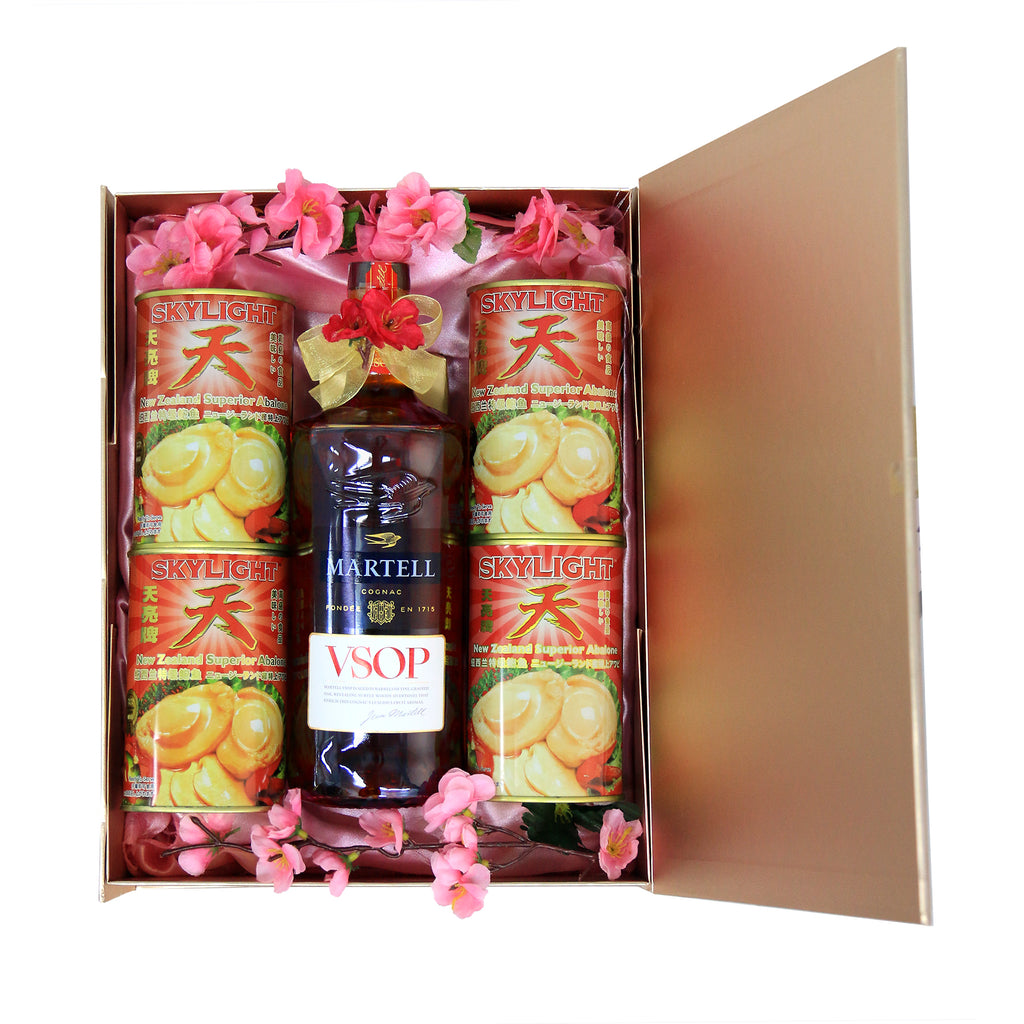 CNY Abalone & Wine Hamper | Skylight Abalones & Martell VSOP | CR756 - Jade Valley Gifts & Floral Design Centre