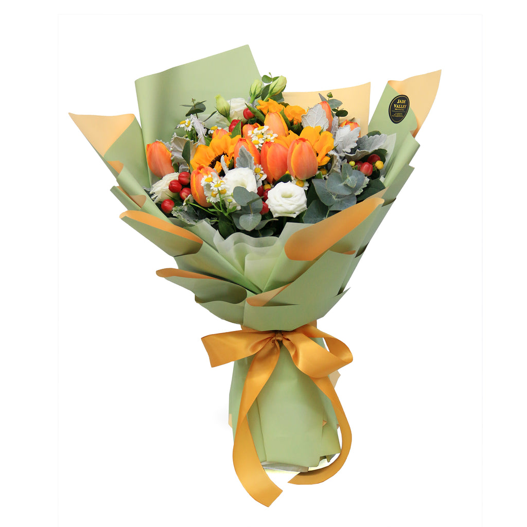 Tulips with Sunflowers Hand Bouquet  | BQ161 - Jade Valley Gifts & Floral Design Centre