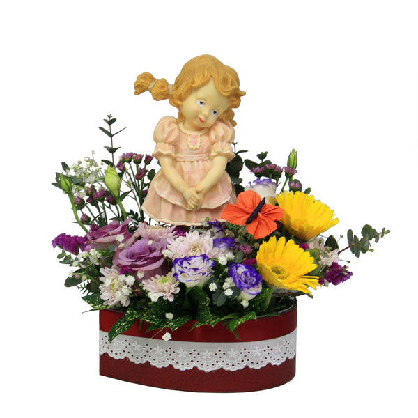 Vintage Ceramic Girl Figurine with Flowersl | GT280 - Jade Valley Gifts & Floral Design Centre