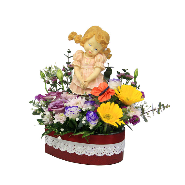 Vintage Ceramic Girl Figurine with Flowersl | GT280 - Jade Valley Gifts & Floral Design Centre