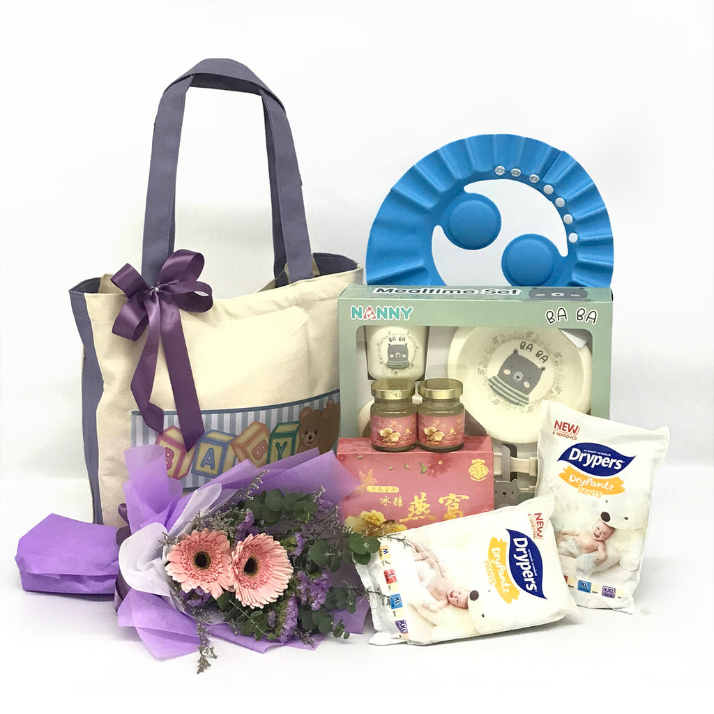 Baby Hamper with Fresh Cut Bouquet  | B291 - Jade Valley Gifts & Floral Design Centre