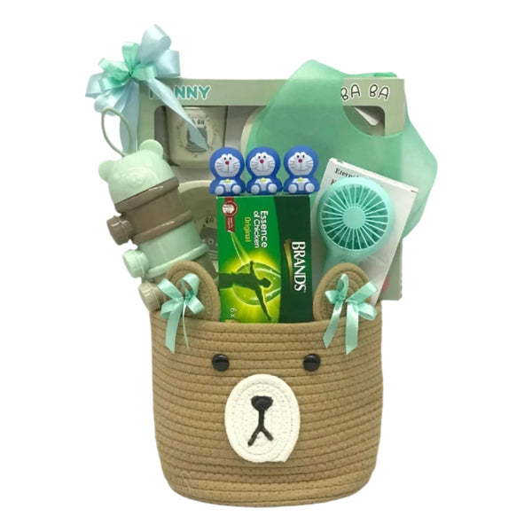Baby Hamper Bear Basket with Brands Essence of Chicken | B295 - Jade Valley Gifts & Floral Design Centre