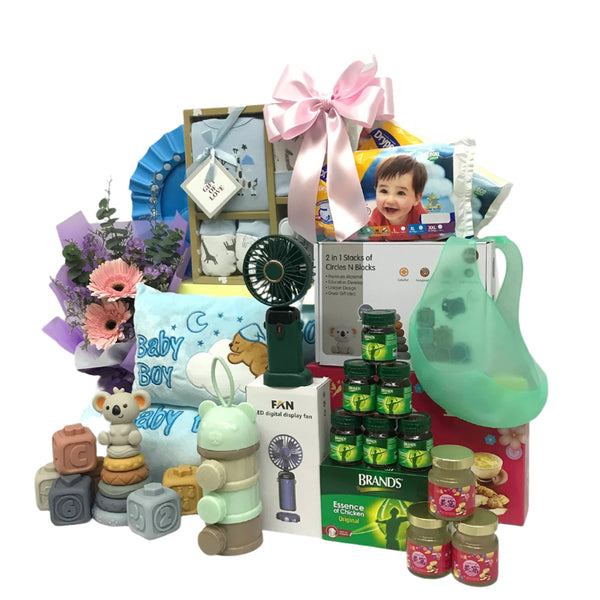 Baby Hamper with Bird's Nest & Floral Bouquet | B300 - Jade Valley Gifts & Floral Design Centre
