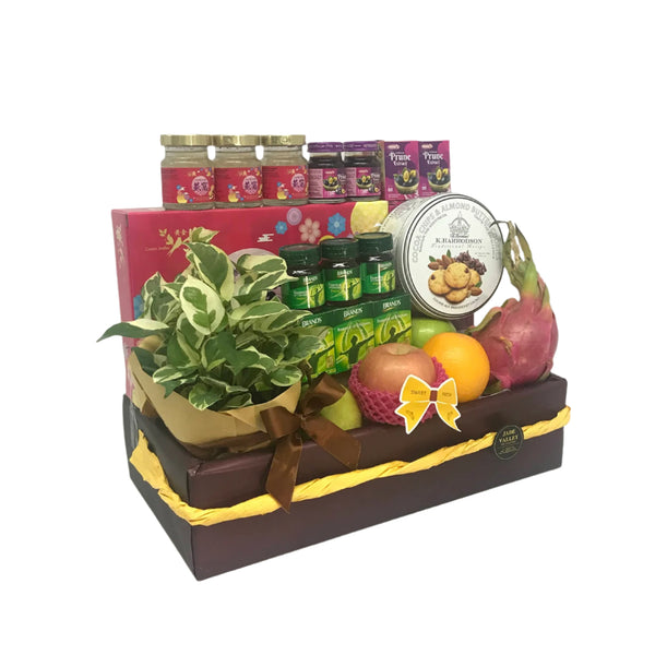 Fruit & Health Food Hamper with Garden Plant | HF246 - Jade Valley Gifts & Floral Design Centre