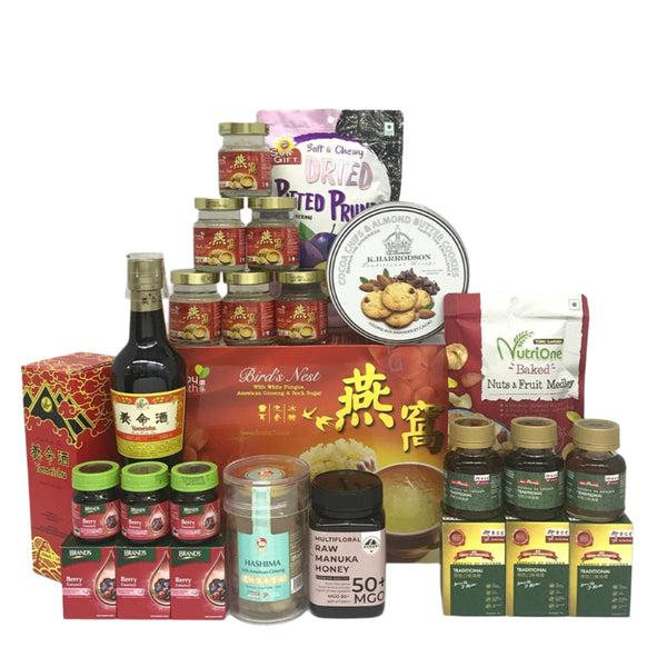 Health Foods Hamper with Flowers| HF248 - Jade Valley Gifts & Floral Design Centre