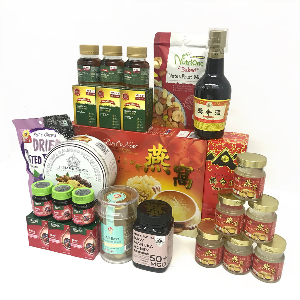 Health Foods Hamper with Flowers| HF248 - Jade Valley Gifts & Floral Design Centre