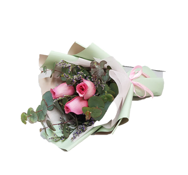 3 Roses Posy Hand Bouquet  | V18 - Jade Valley Gifts & Floral Design Centre
