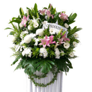 Tall Funeral Wreath with Fresh Cut Lilies  | W505 - Jade Valley Gifts & Floral Design Centre