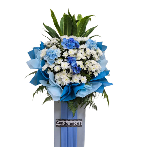 Royal Blue Hydrangea Funeral Wreath | W563 - Jade Valley Gifts & Floral Design Centre