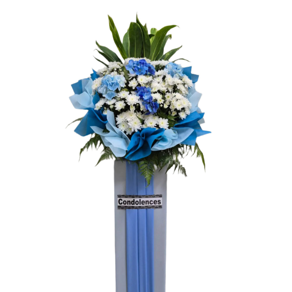 Royal Blue Hydrangea Funeral Wreath | W563 - Jade Valley Gifts & Floral Design Centre