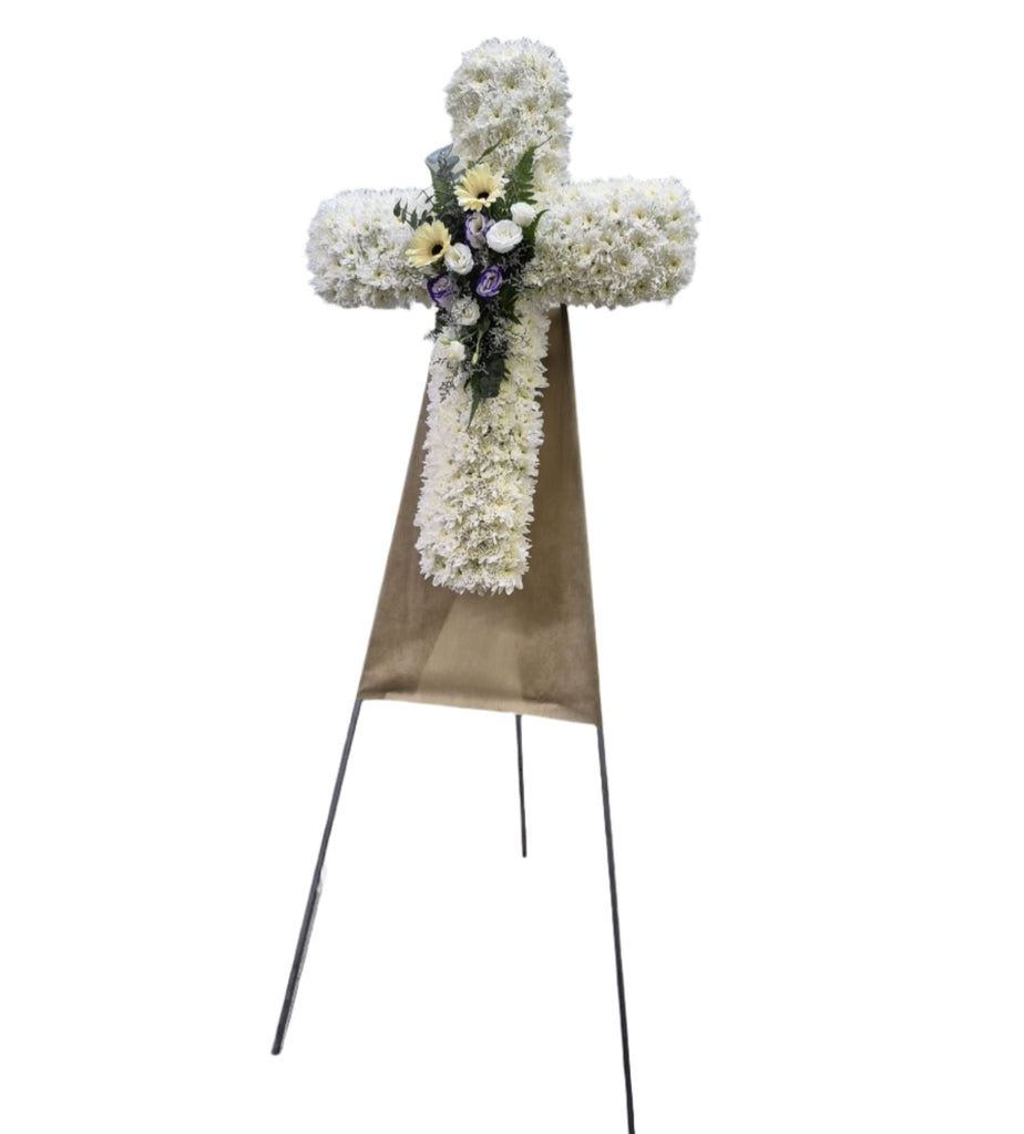 Cross Wreath with Mixed Florals | C437 - Jade Valley Gifts & Floral Design Centre