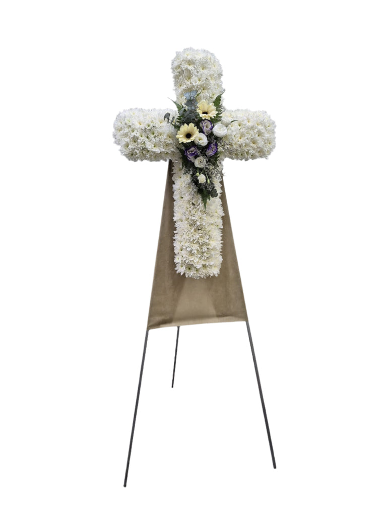 Cross Wreath with Mixed Florals | C437 - Jade Valley Gifts & Floral Design Centre