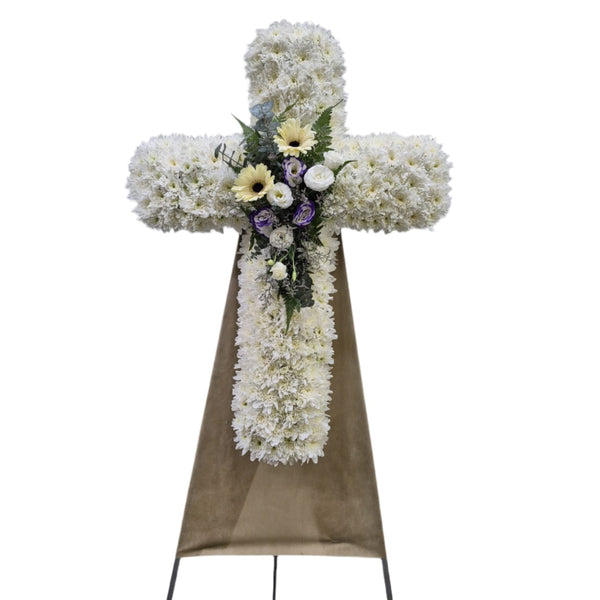 Cross Wreath with Mixed Florals | C437 - Jade Valley Gifts & Floral Design Centre