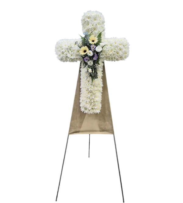 Cross Wreath with Mixed Florals | C437 - Jade Valley Gifts & Floral Design Centre
