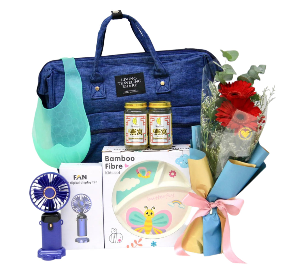 Baby Bag with Floral Bouquet | B293N - Jade Valley Gifts & Floral Design Centre
