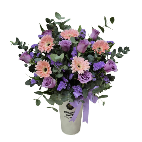 Purple Roses with Pink Gerberas | TB129 - Jade Valley Gifts & Floral Design Centre