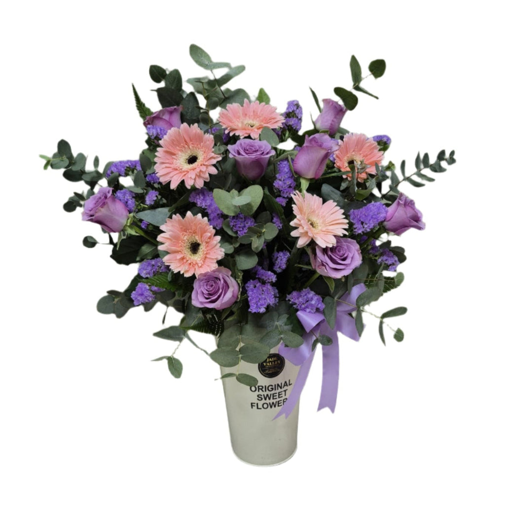 Purple Roses with Pink Gerberas | TB129 - Jade Valley Gifts & Floral Design Centre