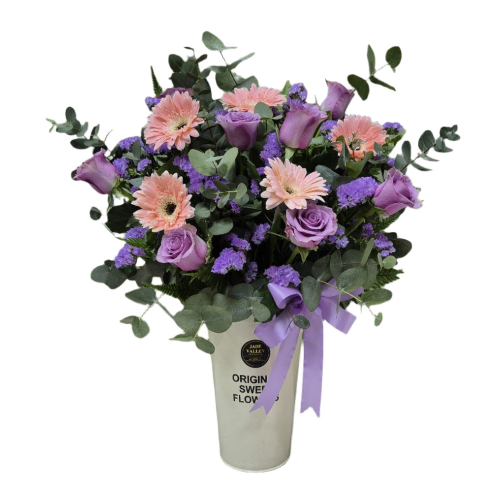 Purple Roses with Pink Gerberas | TB129 - Jade Valley Gifts & Floral Design Centre