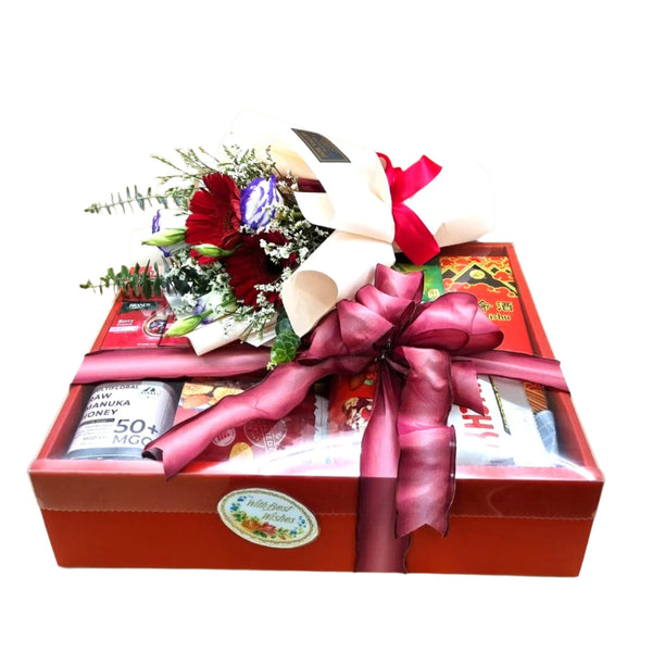 Health Foods Hamper with Bouquet|HF243 - Jade Valley Gifts & Floral Design Centre