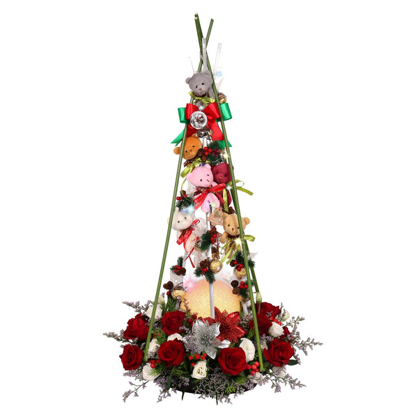 Christmas Flowers with Bears | MF5 - Jade Valley Gifts & Floral Design Centre