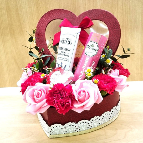 Flowers with Hand Lotion in Heartshape Box| MD113 - Jade Valley Gifts & Floral Design Centre