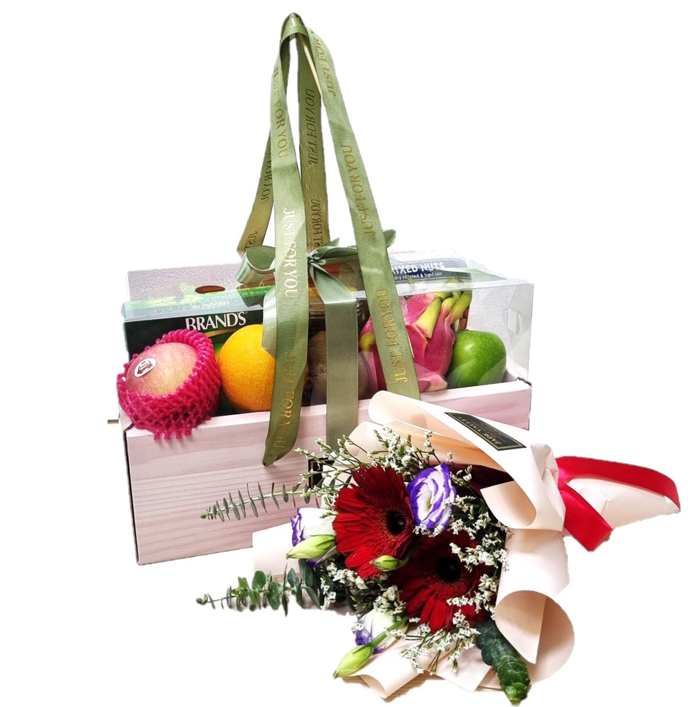 Health Foods Hamper with Bouquet|HF245 - Jade Valley Gifts & Floral Design Centre