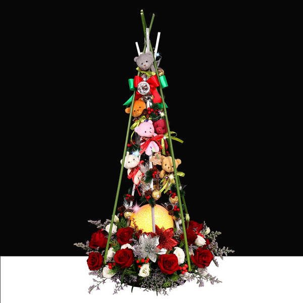 Christmas Flowers with Bears | MF5 - Jade Valley Gifts & Floral Design Centre