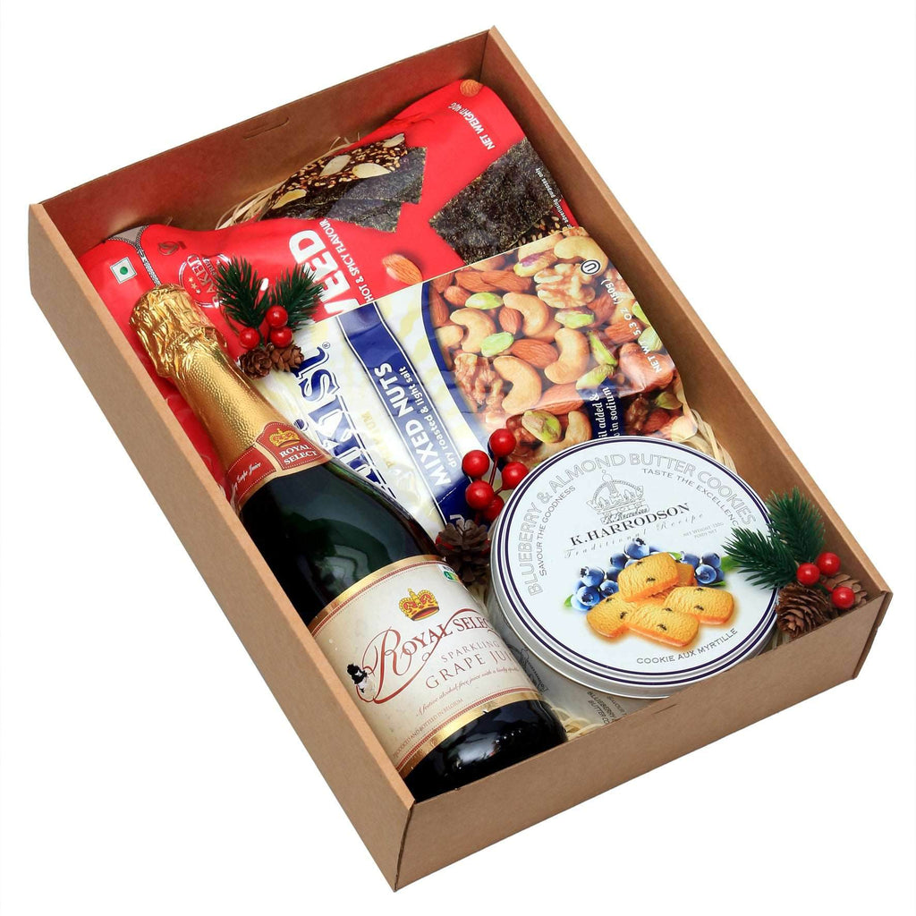Christmas Snacks & Sparkling Beverage in Gift Box | MA203 - Jade Valley Gifts & Floral Design Centre