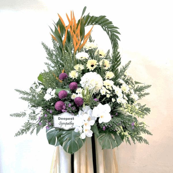 Condolence Wreath with Fresh Cut Flowers and Arch 200cm | W509 - Jade Valley Gifts & Floral Design Centre