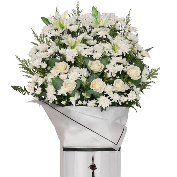 Condolence Wreath with Fresh Cut Flowers | W482 - Jade Valley Gifts & Floral Design Centre