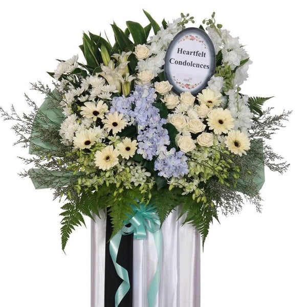 Condolence Wreath with Fresh Cut Flowers | W491 - Jade Valley Gifts & Floral Design Centre