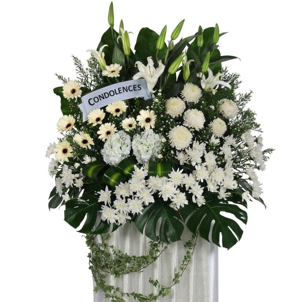Condolence Wreath with Fresh Cut Flowers | W496 - Jade Valley Gifts & Floral Design Centre