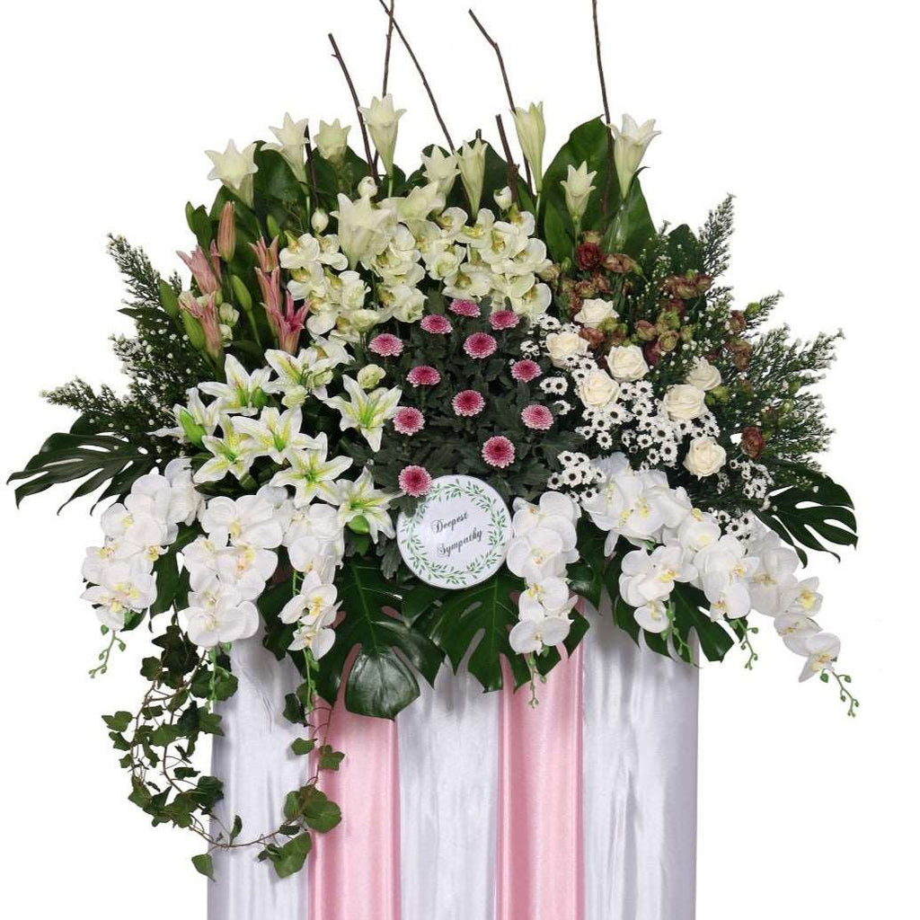 Condolence Wreath with Fresh Cut Flowers | W499 - Jade Valley Gifts & Floral Design Centre