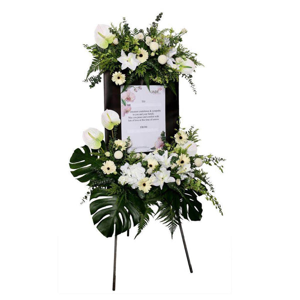 Condolence Wreath with Fresh Cut Lilies | Double Tiered | W660 - Jade Valley Gifts & Floral Design Centre
