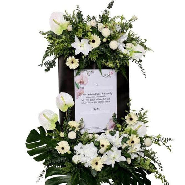 Condolence Wreath with Fresh Cut Lilies | Double Tiered | W660 - Jade Valley Gifts & Floral Design Centre