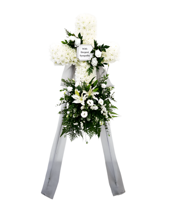 Cross Wreath - Deepest Sympathies | C429 - Jade Valley Gifts & Floral Design Centre