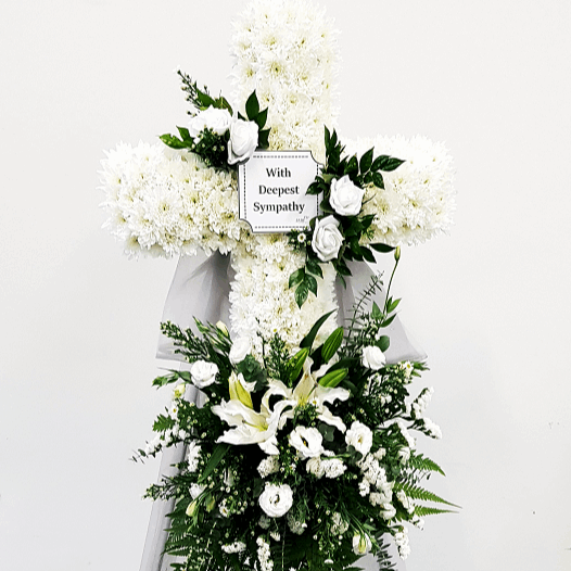 Cross Wreath - Deepest Sympathies | C429 - Jade Valley Gifts & Floral Design Centre