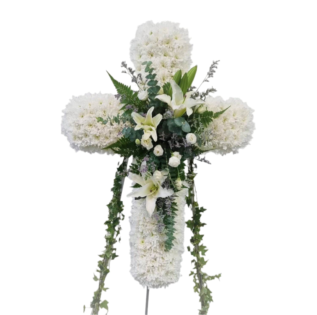 Cross Wreath with Calla Lilies | C351 - Jade Valley Gifts & Floral Design Centre
