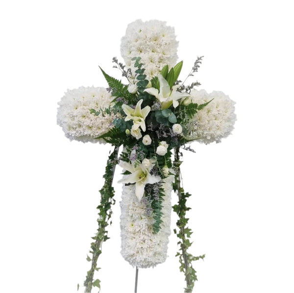 Cross Wreath with Calla Lilies | C351 - Jade Valley Gifts & Floral Design Centre