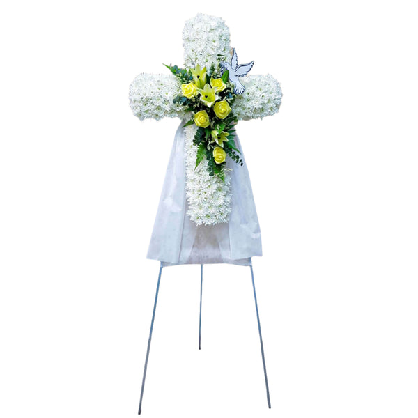Cross Wreath with Calla Lilies | C424 - Jade Valley Gifts & Floral Design Centre