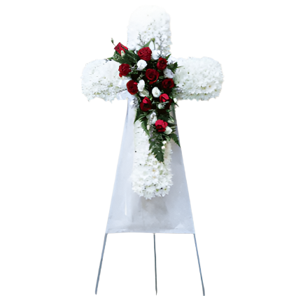 Cross Wreath with Fresh Cut Roses  | C425 - Jade Valley Gifts & Floral Design Centre