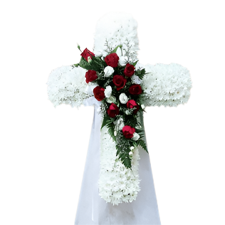 Cross Wreath with Fresh Cut Roses  | C425 - Jade Valley Gifts & Floral Design Centre