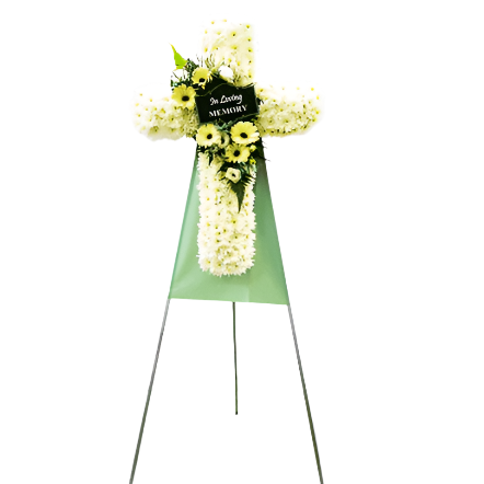 Cross Wreath with Gerber Daisies  | C430 - Jade Valley Gifts & Floral Design Centre