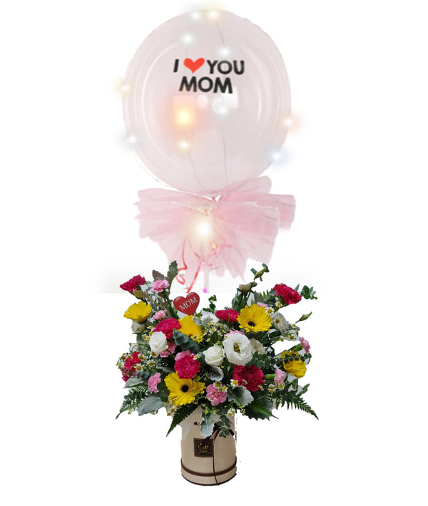 Light Up Balloon with Flowers  | MD121-MD122 - Jade Valley Gifts & Floral Design Centre