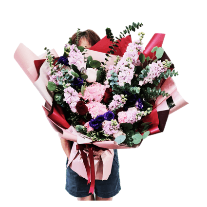 Matthiola Hydrangea Hand Bouquet | BQ170 - Jade Valley Gifts & Floral Design Centre