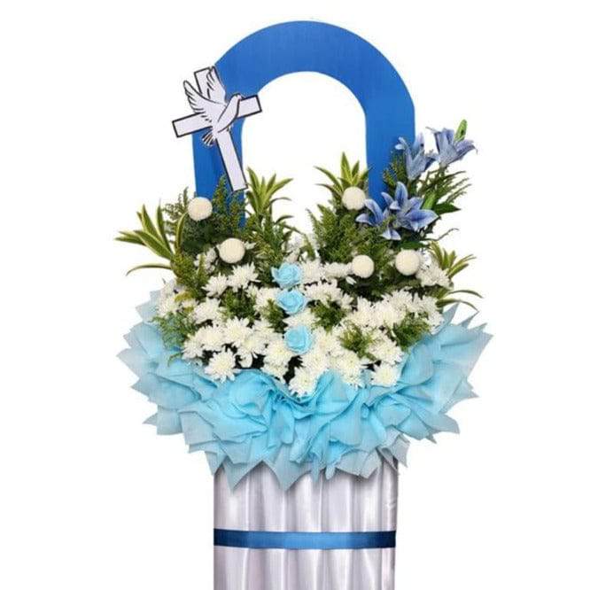 New! Condolence Flower Funeral Wreath with Arch | W587 - Jade Valley Gifts & Floral Design Centre