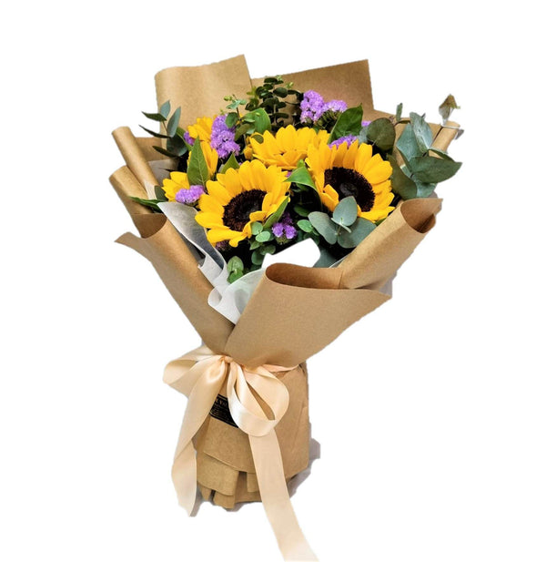Sunflower Hand Bouquet with Graduation Bear Opt | BQ144 - Jade Valley Gifts & Floral Design Centre