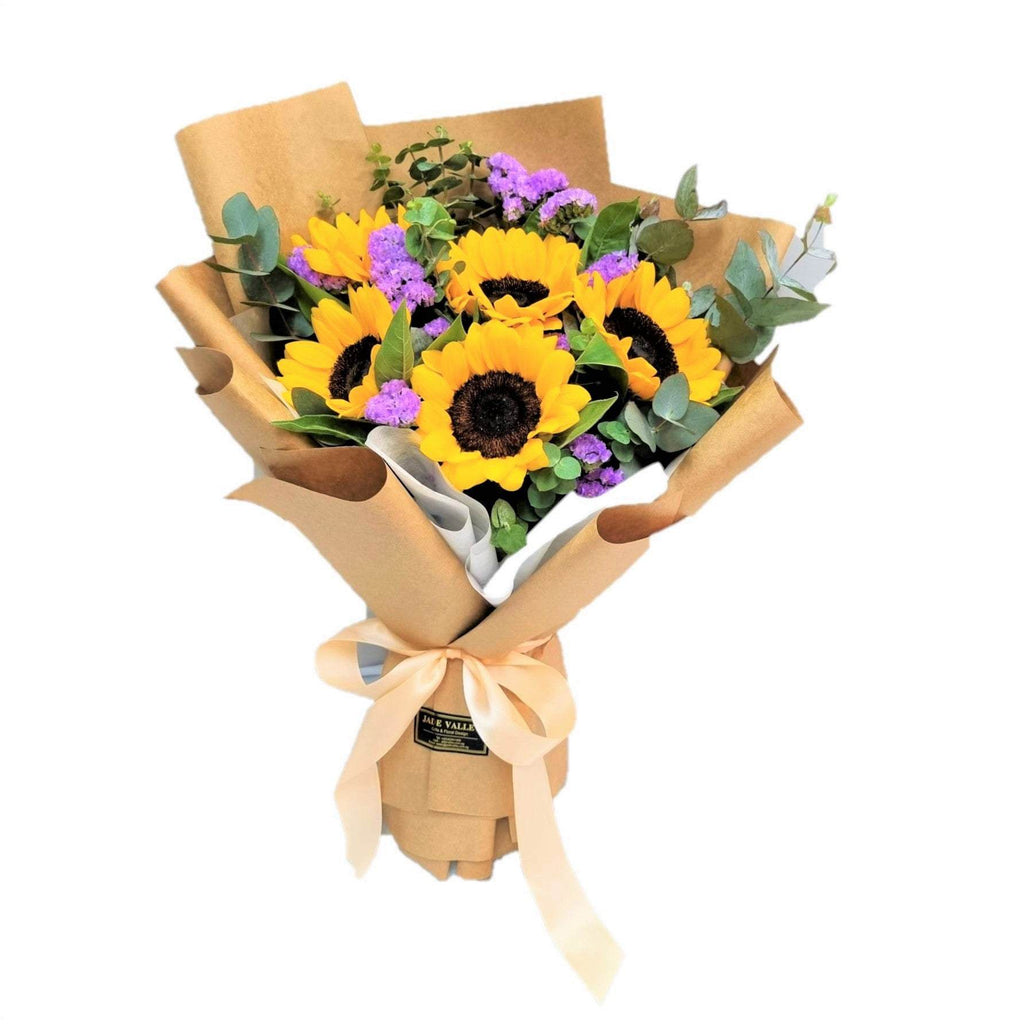 Sunflower Hand Bouquet with Graduation Bear Opt | BQ144 - Jade Valley Gifts & Floral Design Centre